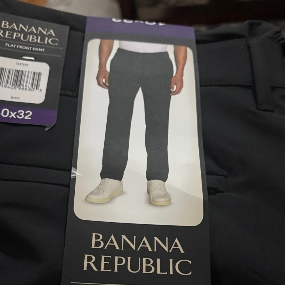 Banana Republic Charcoal Flat Front Trousers